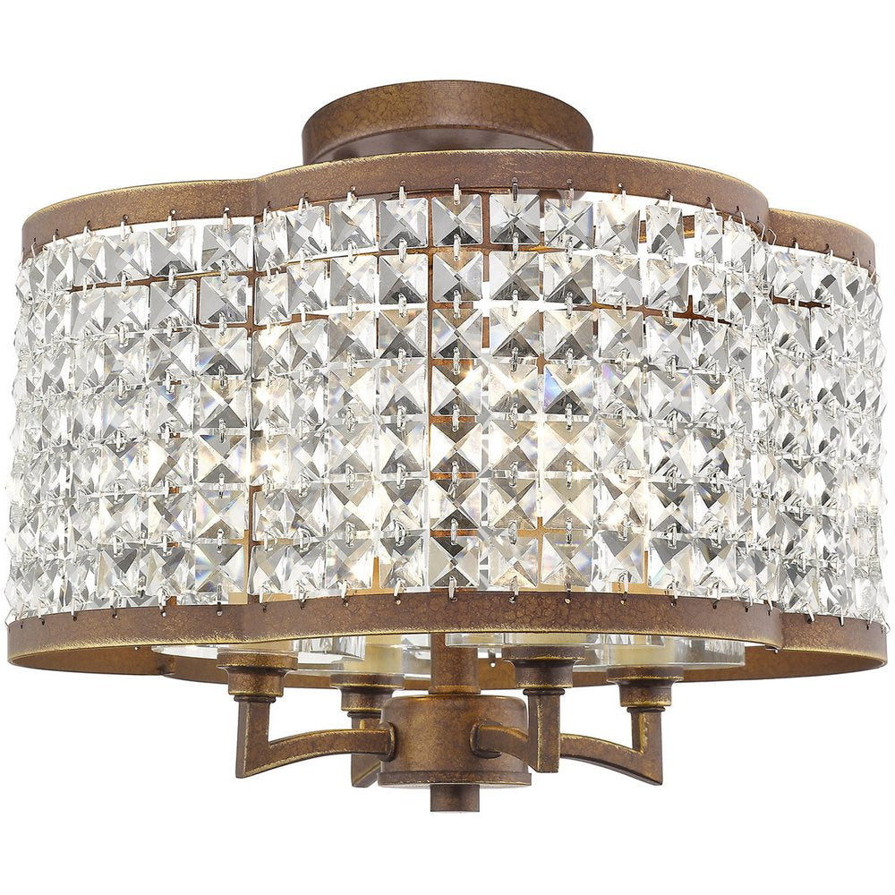 Bronze Four Light Metal Dimmable Chandelier With Shades HomeRoots