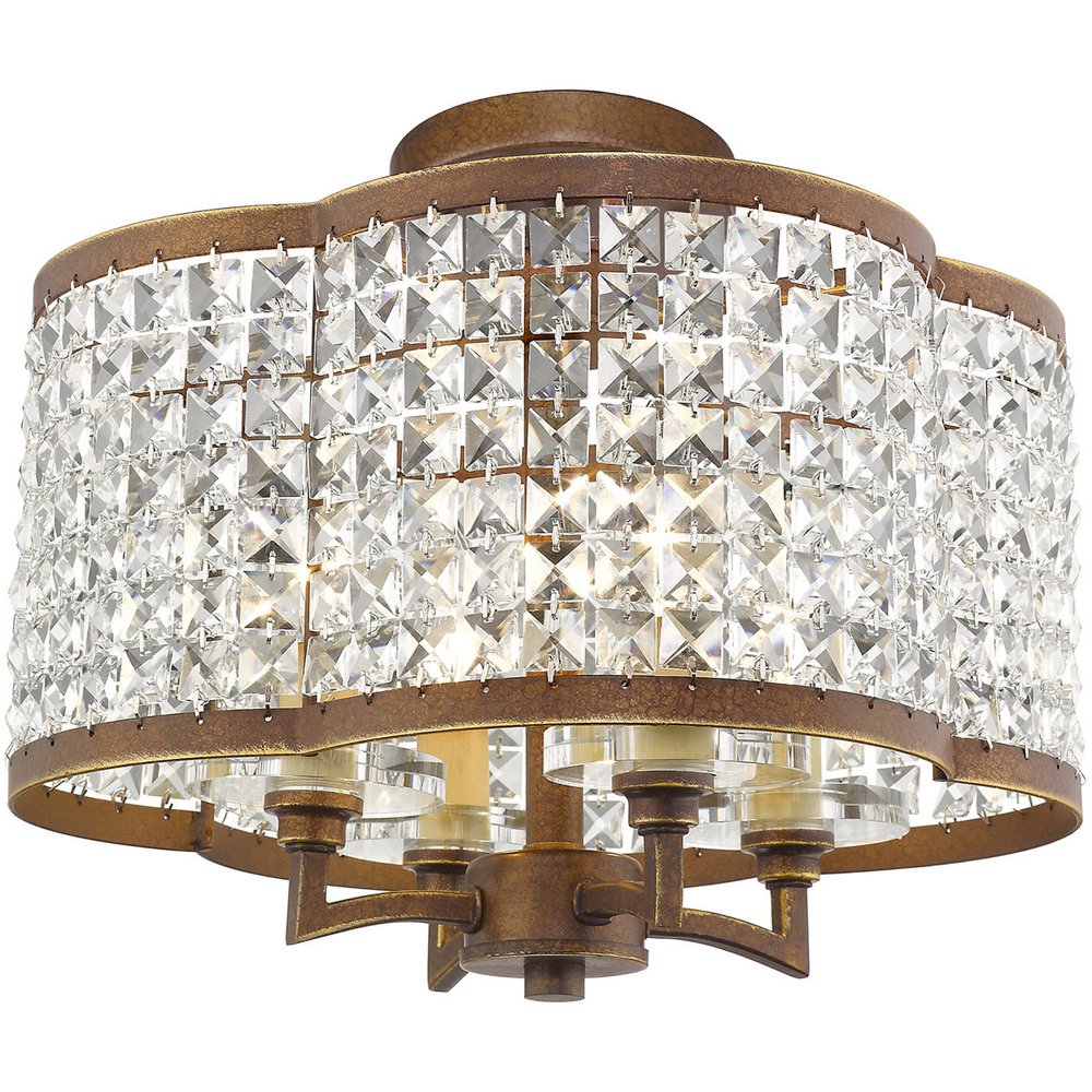 Bronze Four Light Metal Dimmable Chandelier With Shades HomeRoots