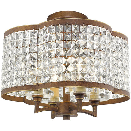 Bronze Four Light Metal Dimmable Chandelier With Shades HomeRoots