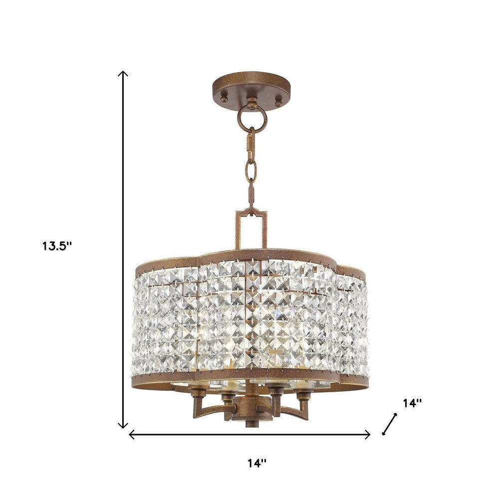 Bronze Four Light Metal Dimmable Chandelier With Shades HomeRoots