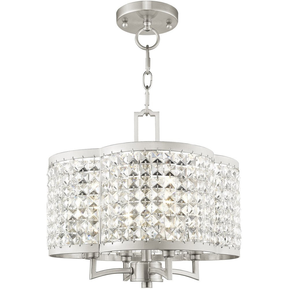 Nickel Four Light Metal Dimmable Chandelier With Shades HomeRoots