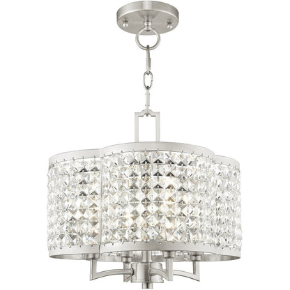 Nickel Four Light Metal Dimmable Chandelier With Shades HomeRoots