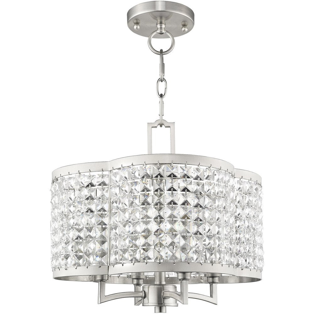 Nickel Four Light Metal Dimmable Chandelier With Shades HomeRoots