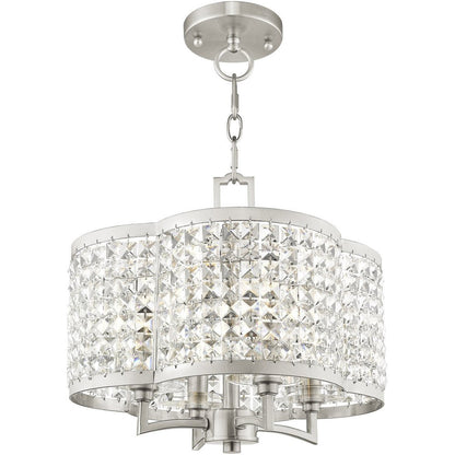 Nickel Four Light Metal Dimmable Chandelier With Shades HomeRoots