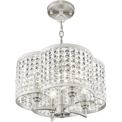Nickel Four Light Metal Dimmable Chandelier With Shades HomeRoots