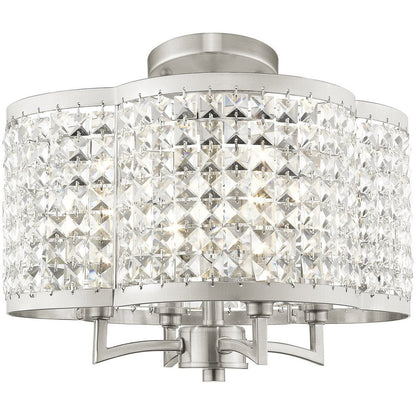 Nickel Four Light Metal Dimmable Chandelier With Shades HomeRoots