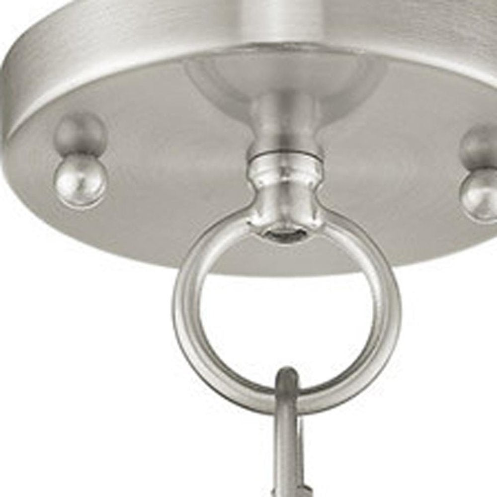 Nickel Four Light Metal Dimmable Chandelier With Shades HomeRoots