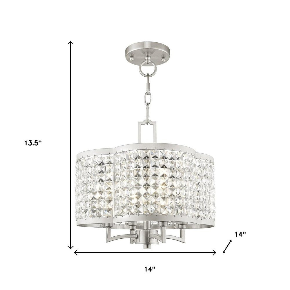 Nickel Four Light Metal Dimmable Chandelier With Shades HomeRoots