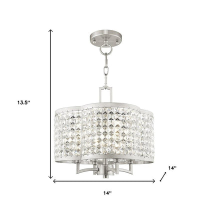 Nickel Four Light Metal Dimmable Chandelier With Shades HomeRoots