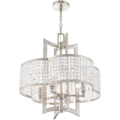 Nickel Four Light Metal Dimmable Chandelier With Shades HomeRoots