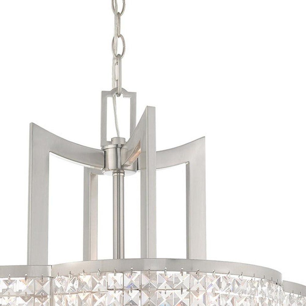 Nickel Four Light Metal Dimmable Chandelier With Shades HomeRoots