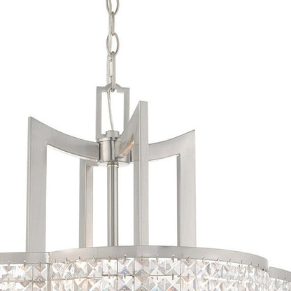 Nickel Four Light Metal Dimmable Chandelier With Shades HomeRoots
