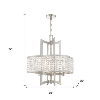 Nickel Four Light Metal Dimmable Chandelier With Shades HomeRoots