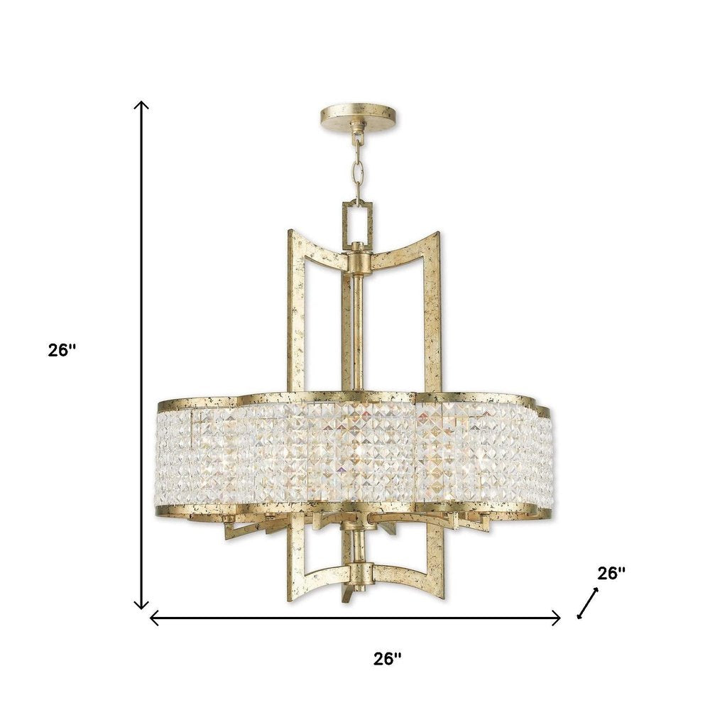 Gold Six Light Metal Dimmable Chandelier With Shades HomeRoots