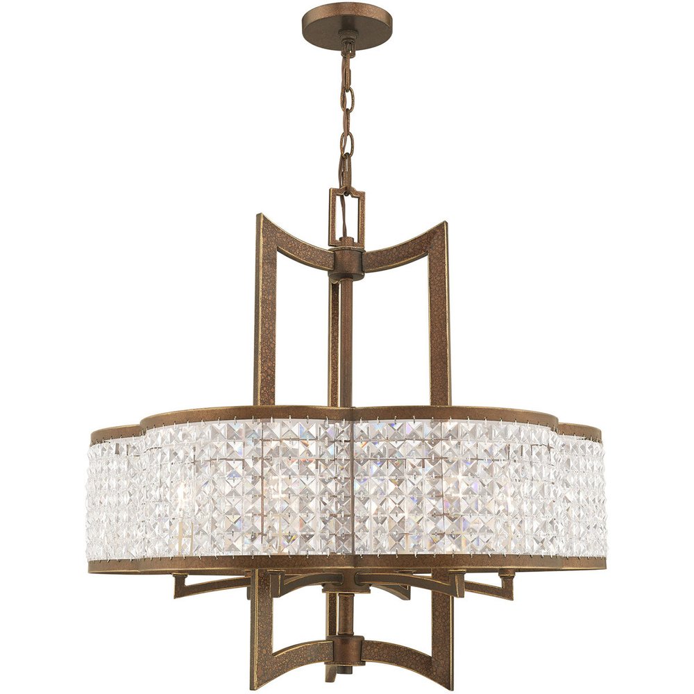 Bronze Six Light Metal Dimmable Chandelier With Shades HomeRoots