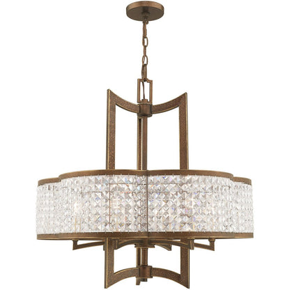 Bronze Six Light Metal Dimmable Chandelier With Shades HomeRoots