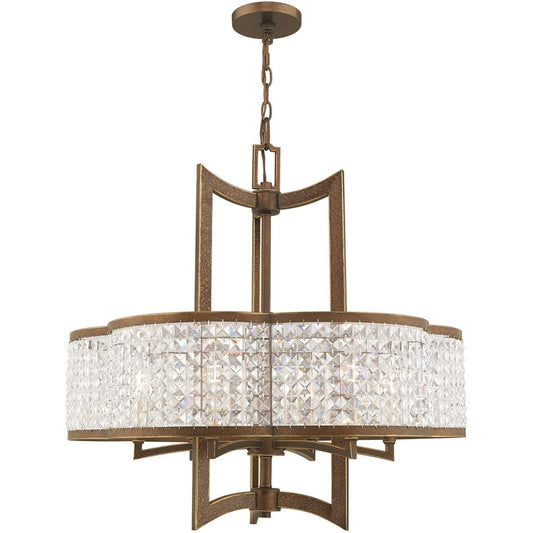 Bronze Six Light Metal Dimmable Chandelier With Shades HomeRoots