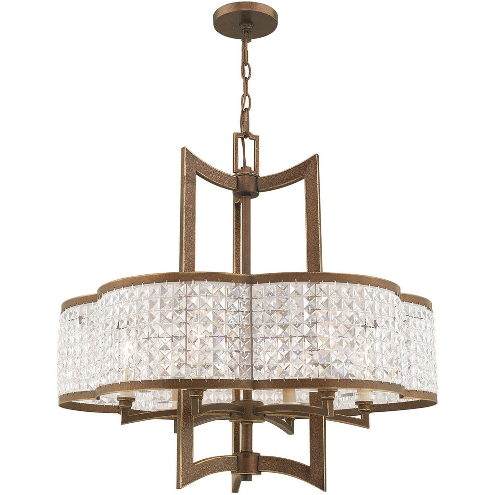 Bronze Six Light Metal Dimmable Chandelier With Shades HomeRoots