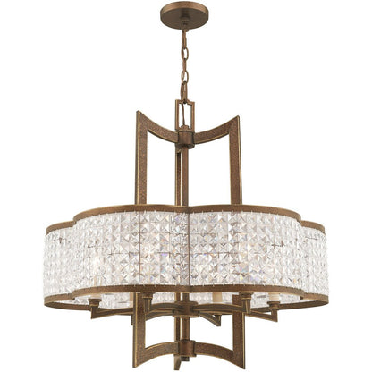 Bronze Six Light Metal Dimmable Chandelier With Shades HomeRoots