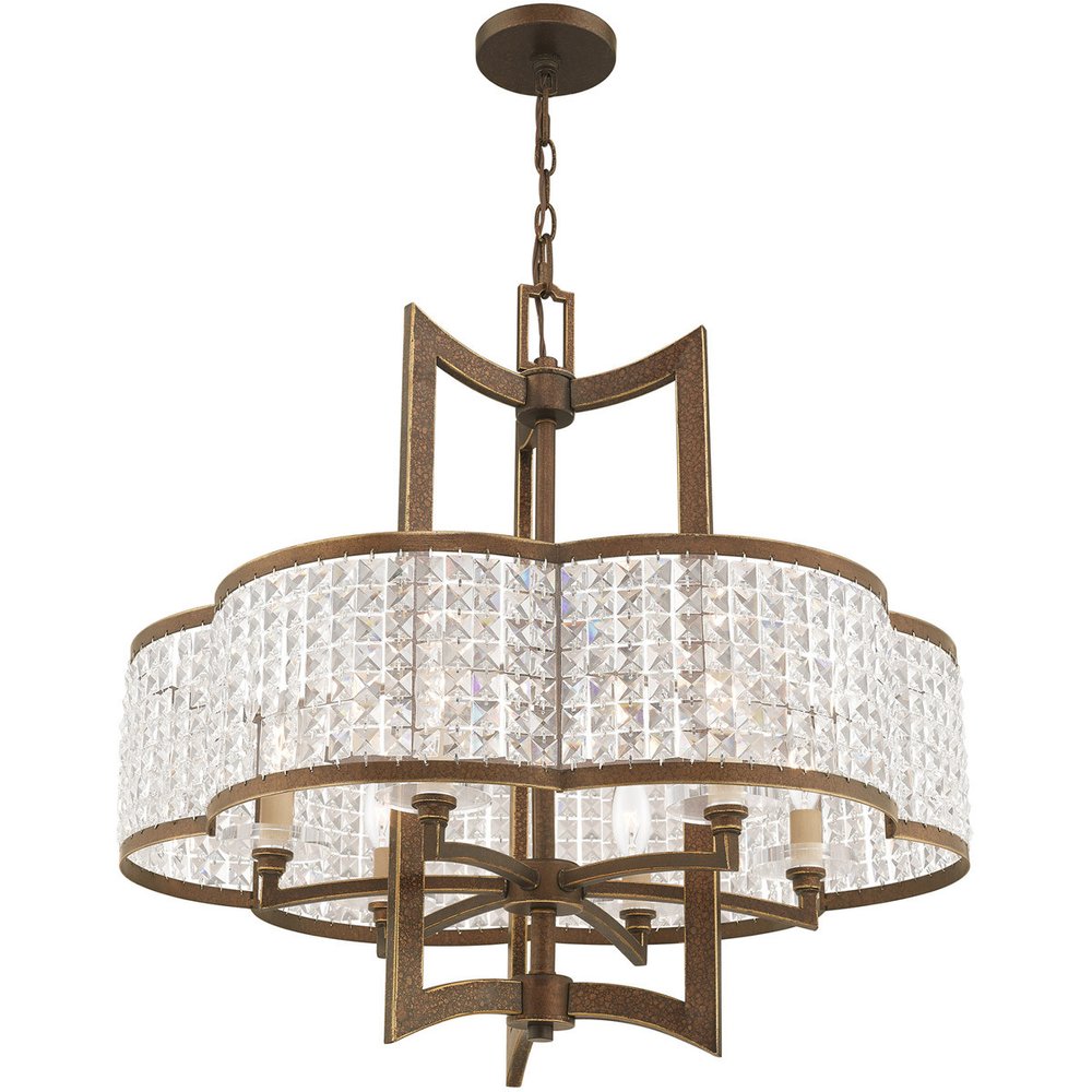Bronze Six Light Metal Dimmable Chandelier With Shades HomeRoots
