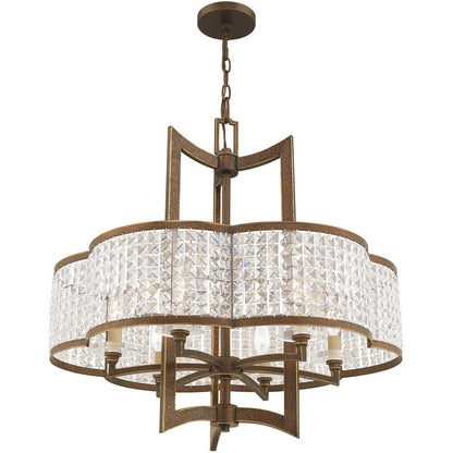 Bronze Six Light Metal Dimmable Chandelier With Shades HomeRoots