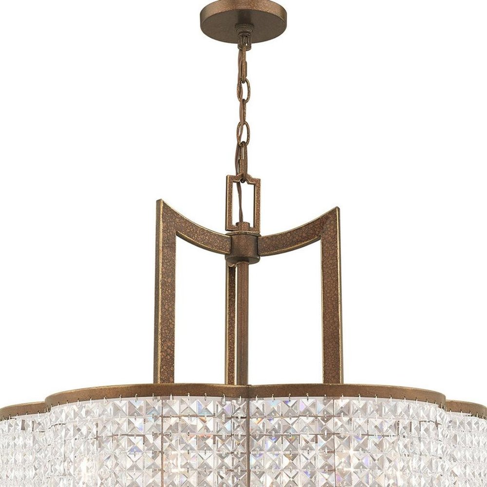 Bronze Six Light Metal Dimmable Chandelier With Shades HomeRoots