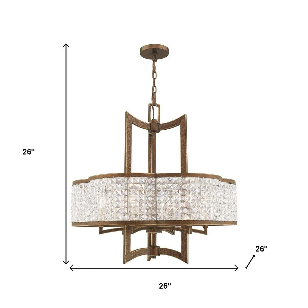 Bronze Six Light Metal Dimmable Chandelier With Shades HomeRoots