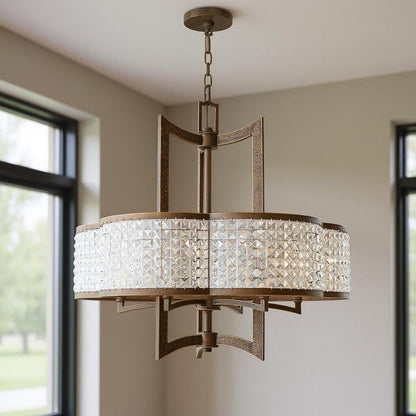 Bronze Six Light Metal Dimmable Chandelier With Shades HomeRoots