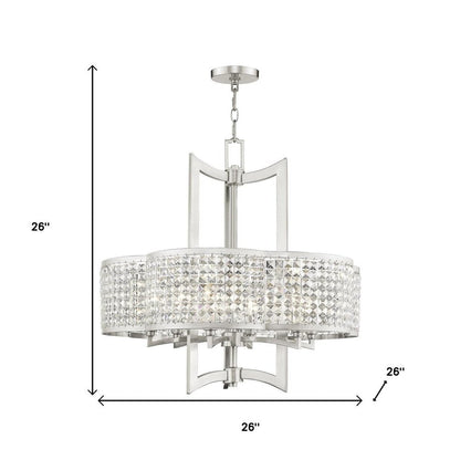 Nickel Six Light Metal Dimmable Chandelier With Shades HomeRoots