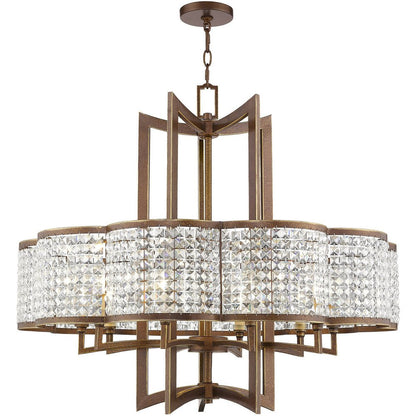 Bronze Ten Light Metal Dimmable Chandelier With Shades HomeRoots