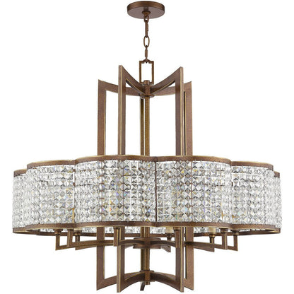 Bronze Ten Light Metal Dimmable Chandelier With Shades HomeRoots