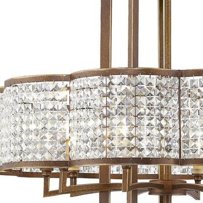 Bronze Ten Light Metal Dimmable Chandelier With Shades HomeRoots
