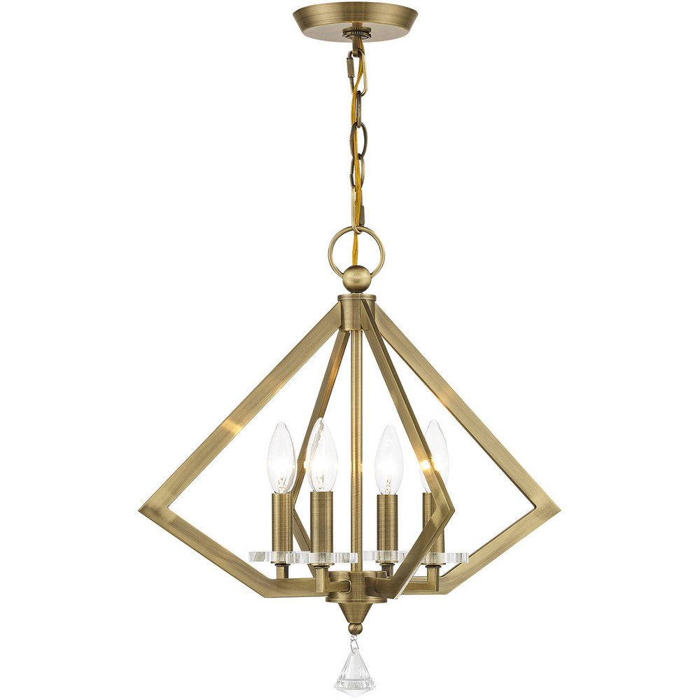 Antiqued Brass Four Light Metal Dimmable Chandelier With Shades HomeRoots