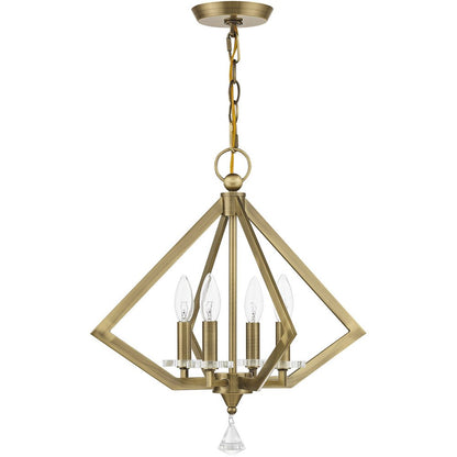 Antiqued Brass Four Light Metal Dimmable Chandelier With Shades HomeRoots