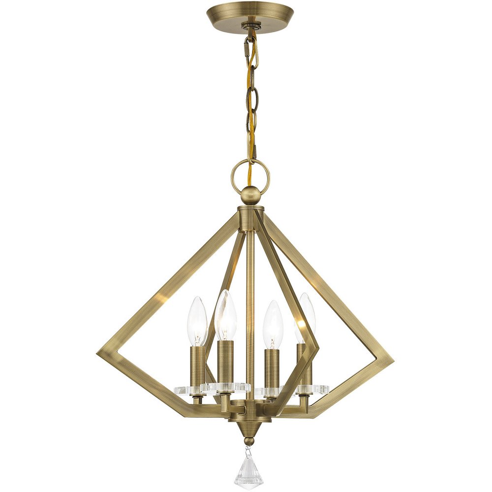 Antiqued Brass Four Light Metal Dimmable Chandelier With Shades HomeRoots