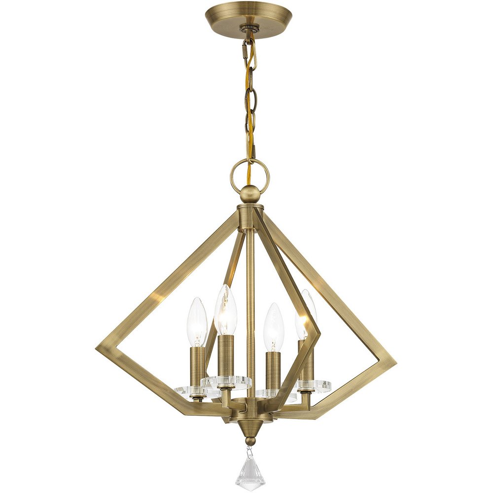 Antiqued Brass Four Light Metal Dimmable Chandelier With Shades HomeRoots