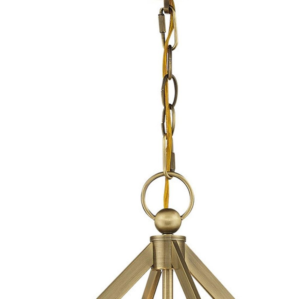 Antiqued Brass Four Light Metal Dimmable Chandelier With Shades HomeRoots