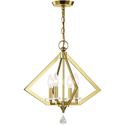 Brass Four Light Metal Dimmable Chandelier With Shades HomeRoots