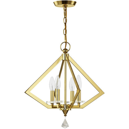 Brass Four Light Metal Dimmable Chandelier With Shades HomeRoots