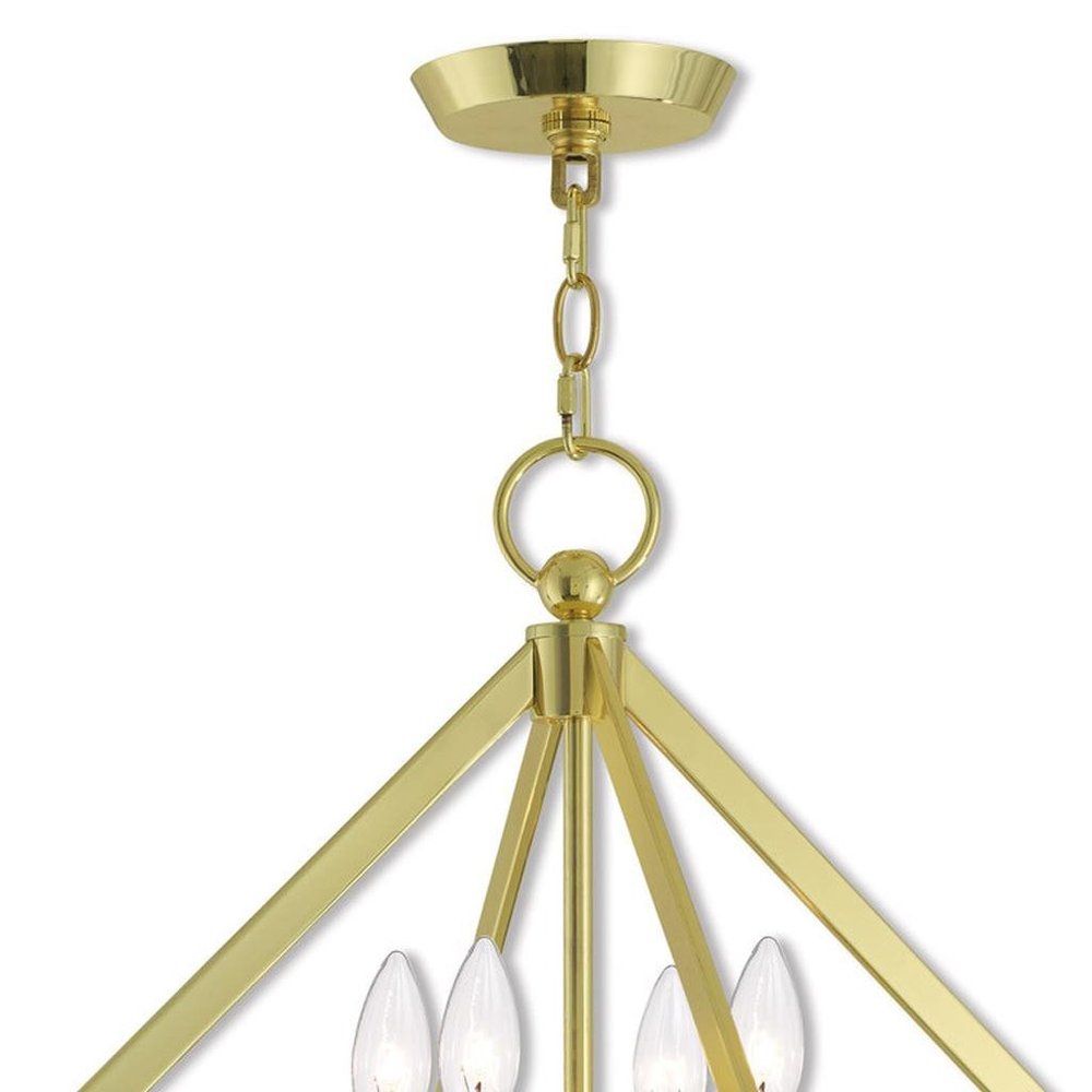 Brass Four Light Metal Dimmable Chandelier With Shades HomeRoots