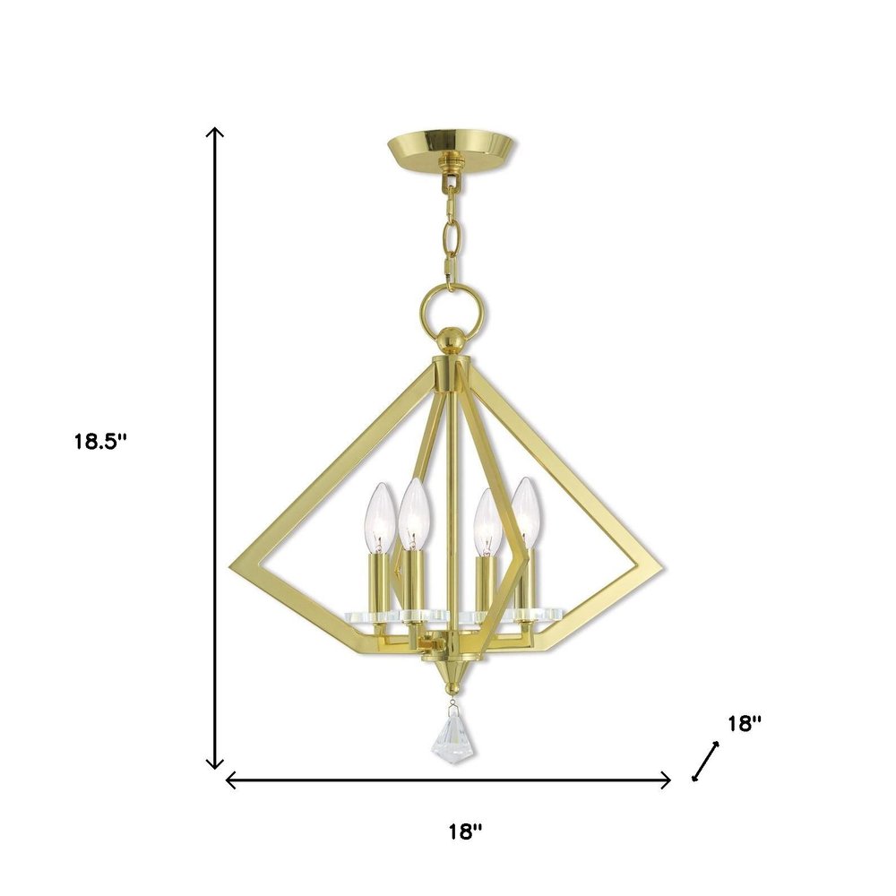 Brass Four Light Metal Dimmable Chandelier With Shades HomeRoots