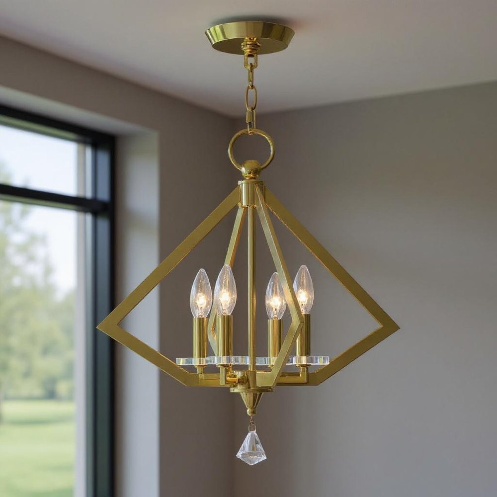 Brass Four Light Metal Dimmable Chandelier With Shades HomeRoots