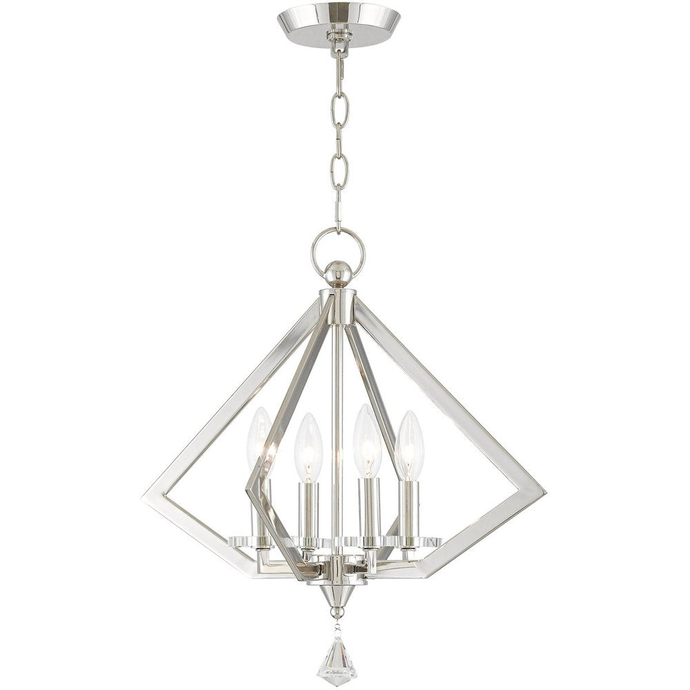 Nickel Four Light Metal Dimmable Chandelier With Shades HomeRoots