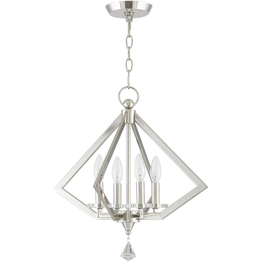 Nickel Four Light Metal Dimmable Chandelier With Shades HomeRoots