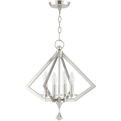 Nickel Four Light Metal Dimmable Chandelier With Shades HomeRoots