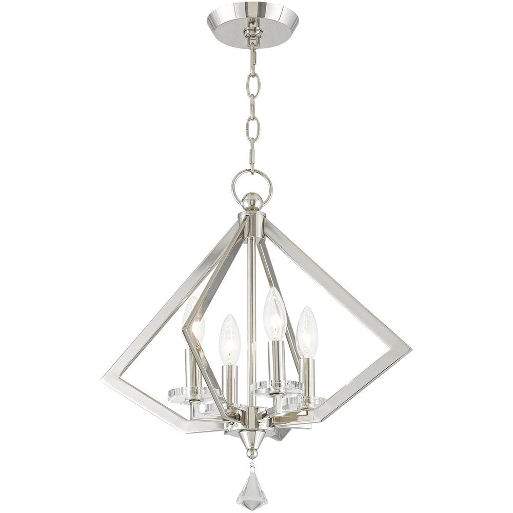 Nickel Four Light Metal Dimmable Chandelier With Shades HomeRoots