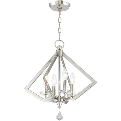 Nickel Four Light Metal Dimmable Chandelier With Shades HomeRoots