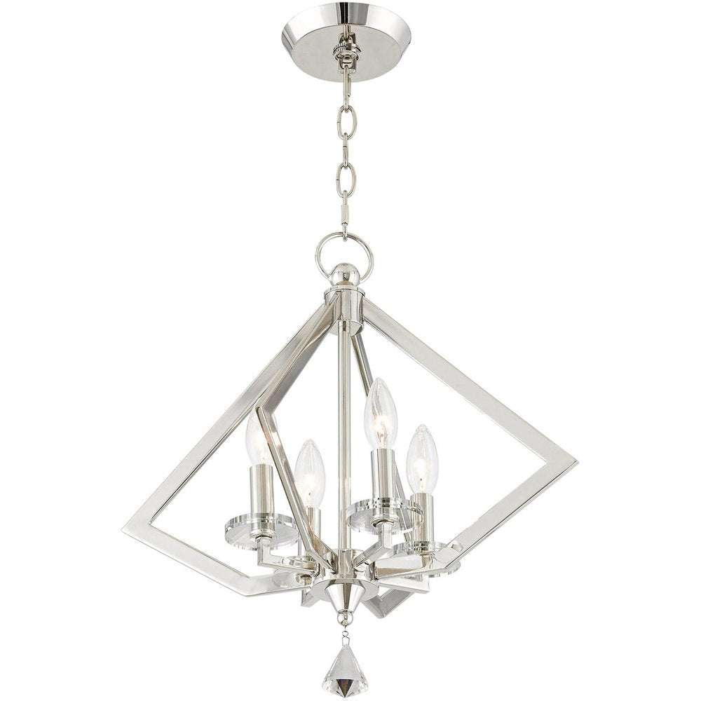 Nickel Four Light Metal Dimmable Chandelier With Shades HomeRoots
