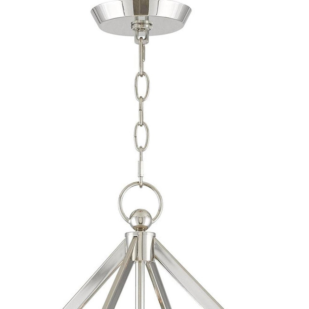 Nickel Four Light Metal Dimmable Chandelier With Shades HomeRoots