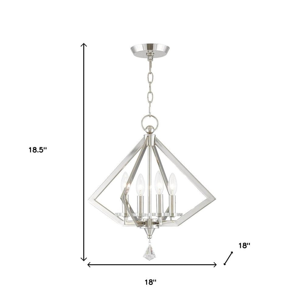 Nickel Four Light Metal Dimmable Chandelier With Shades HomeRoots